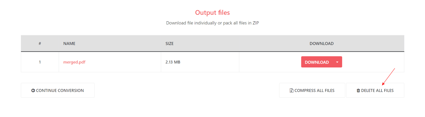 ファイルを即削除したい場合のボタン