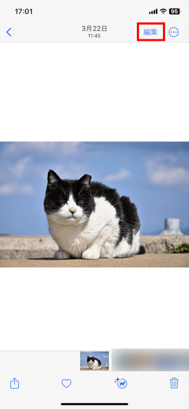 編集をタップ