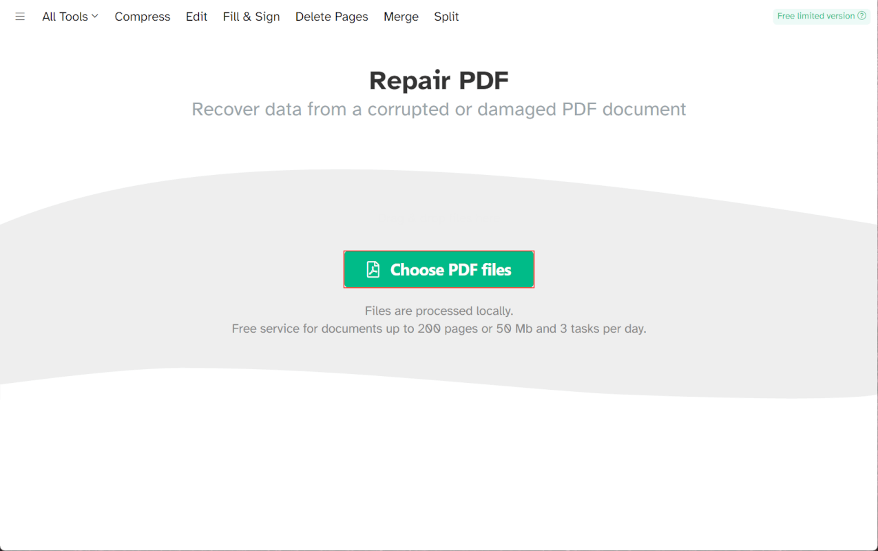 「Choose PDF files」ボタンを押す