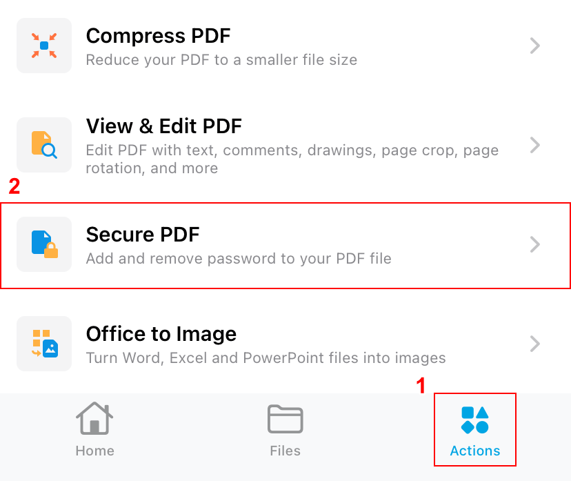 Secure PDFを選択する