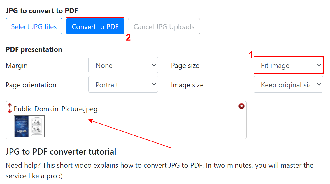 Convert to PDFボタンを押す