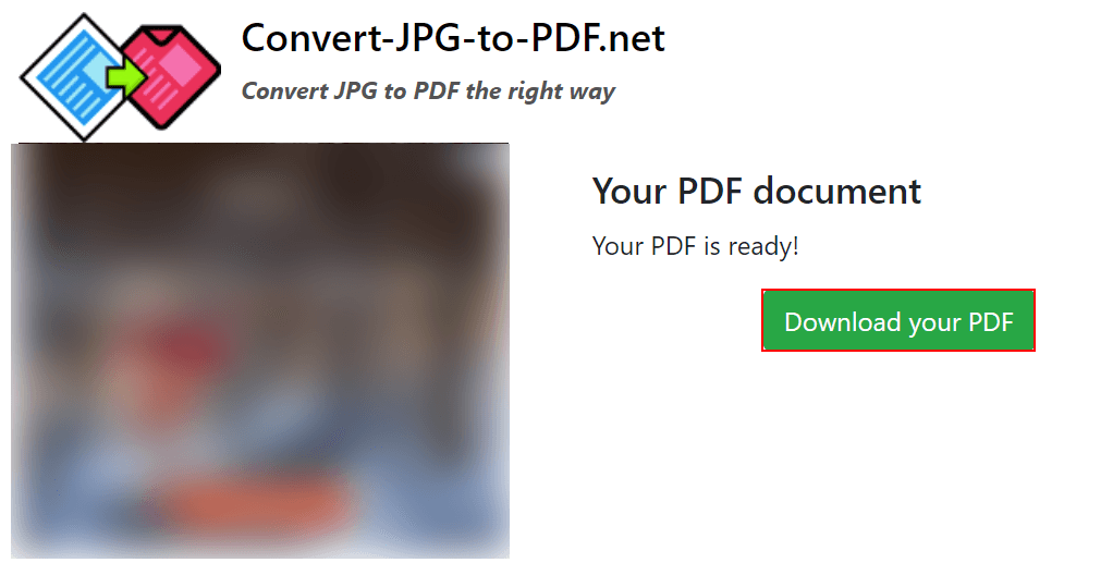 Download your PDFボタンを押す