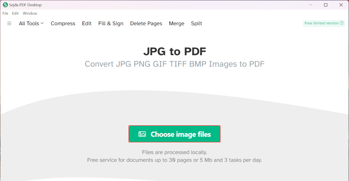 Choose image filesボタンを押す