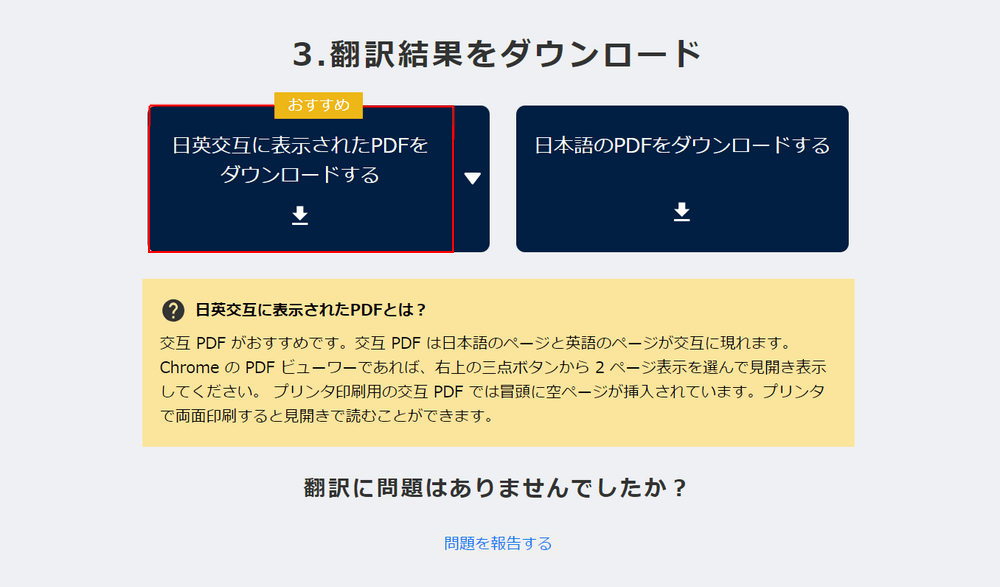 出力オプションを選択する