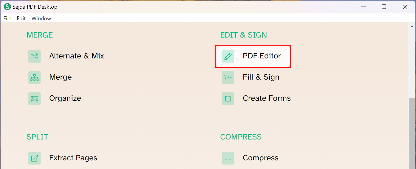 PDF Editorを選択する