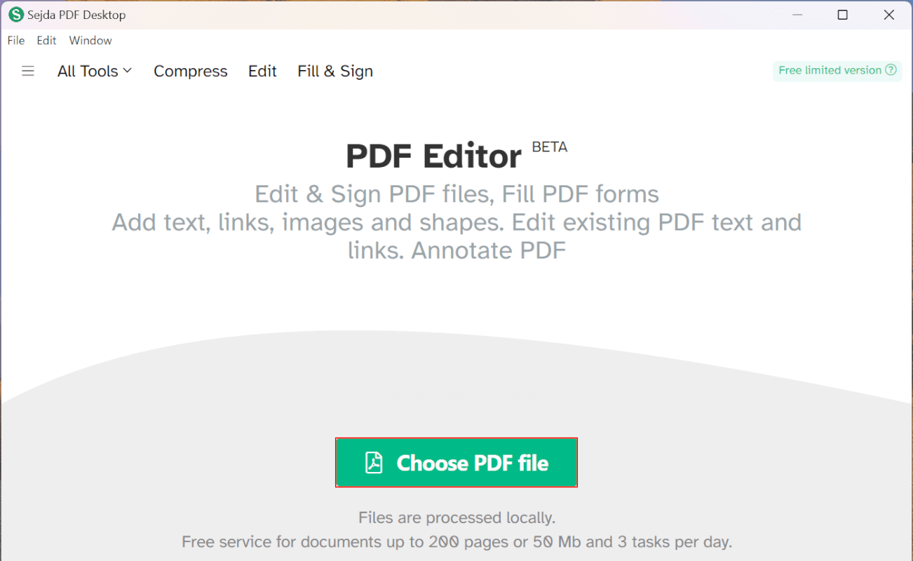 Choose PDF Fileボタンを押す