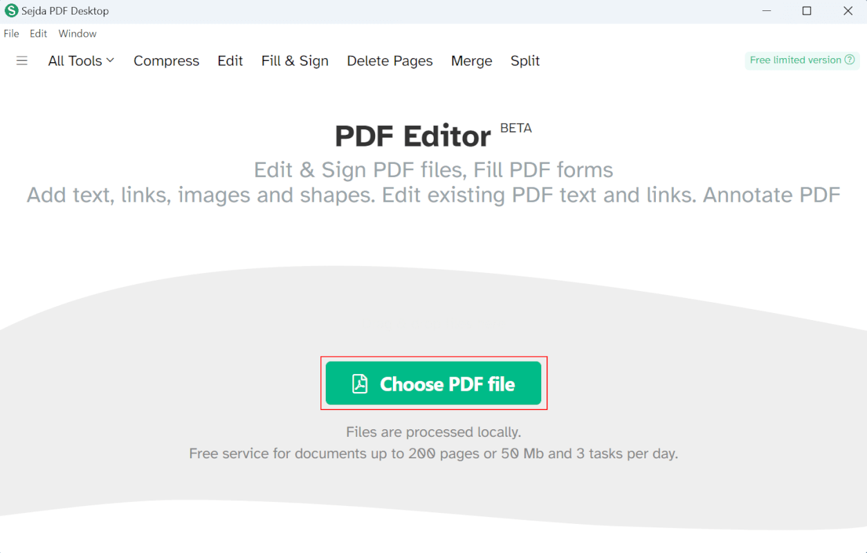 Choose PDF fileボタンを押す