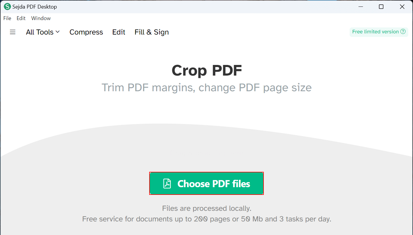 Choose PDF fileボタンを押す