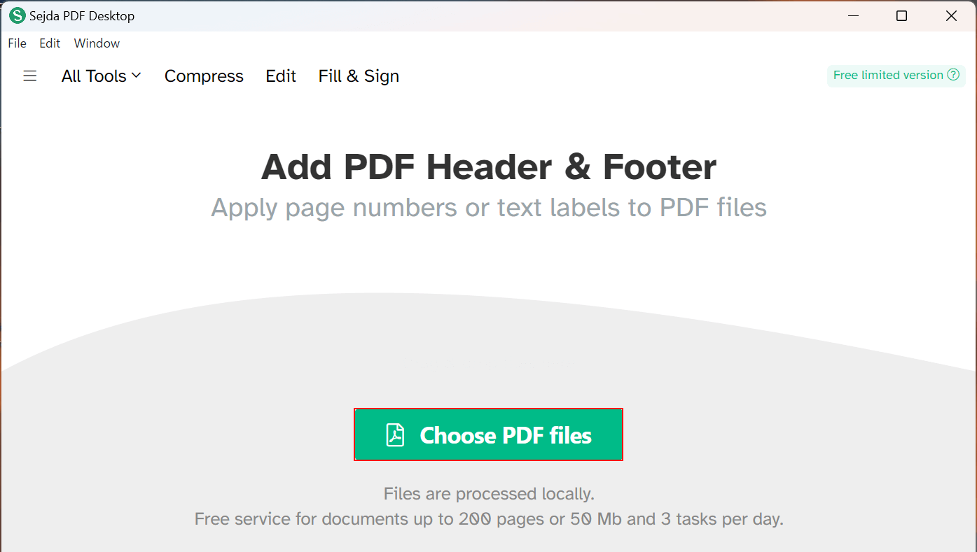 Choose PDF filesボタンを押す