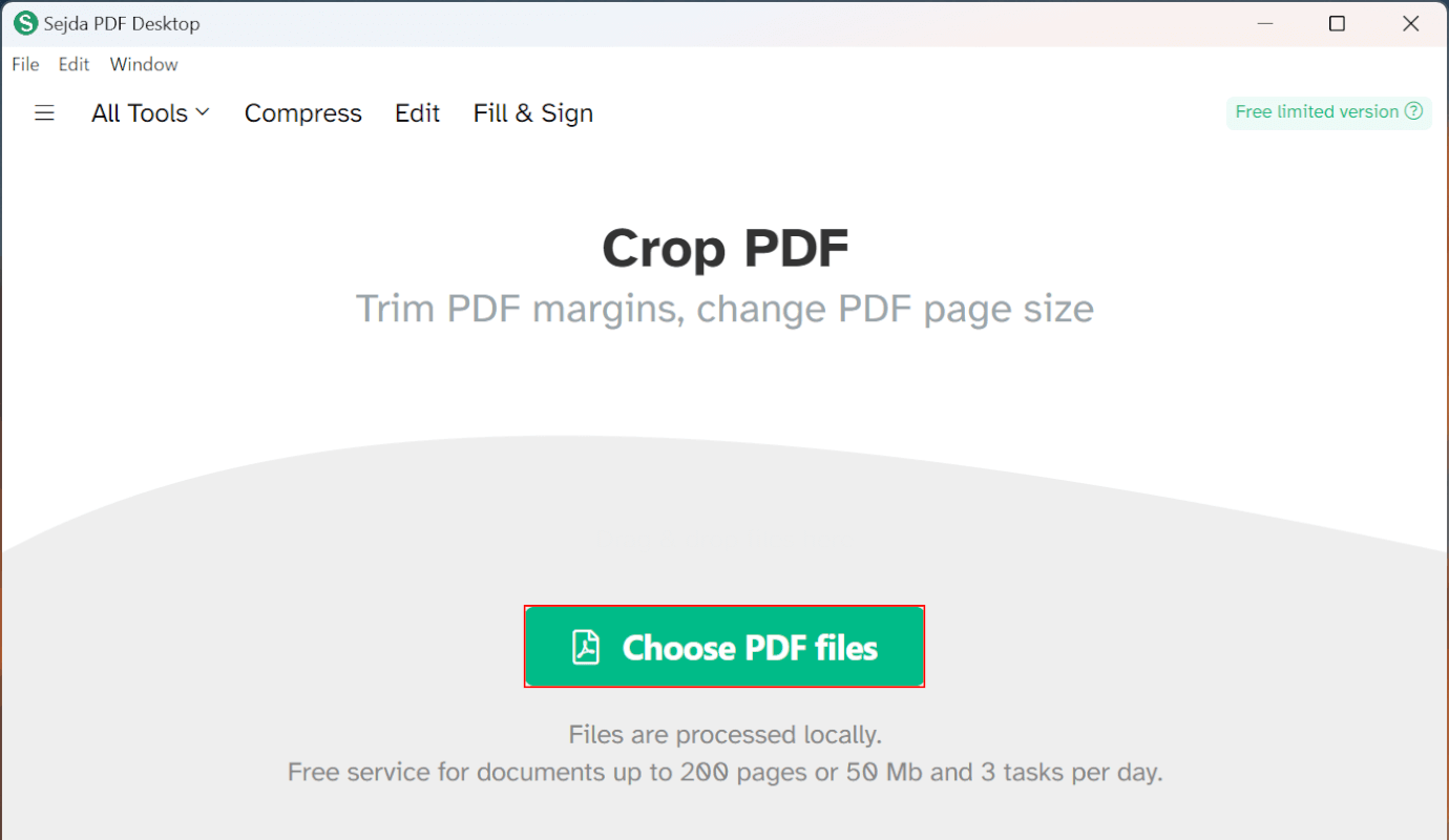 Choose PDF filesボタンを押す