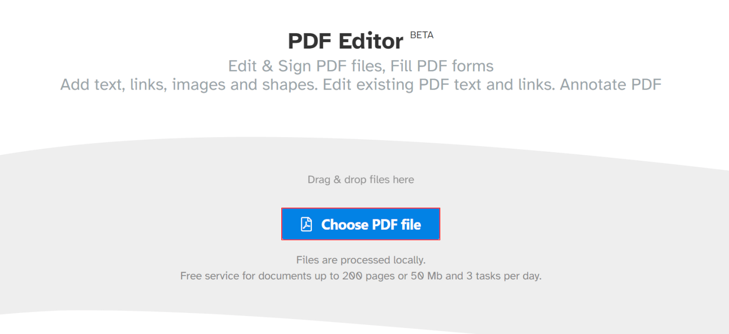 Choose PDF fileボタンを押す