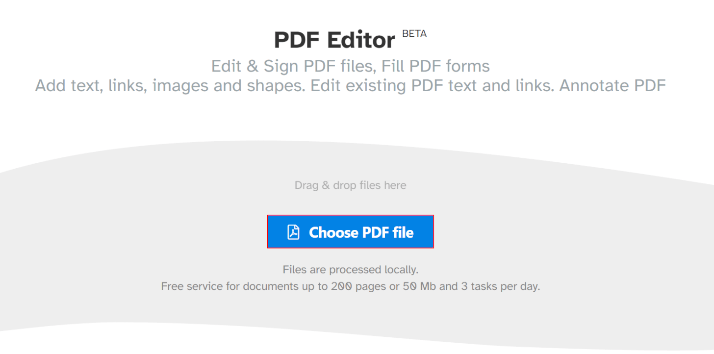 Choose PDF fileボタンを押す