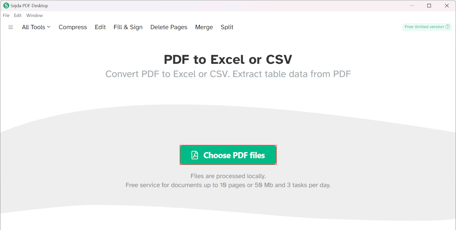 「Choose PDF files」ボタンを押す