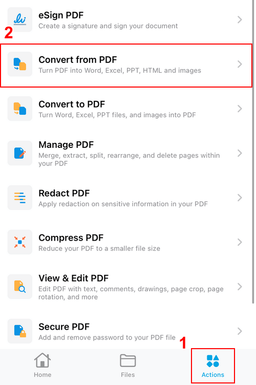 Convert from PDFを選択する