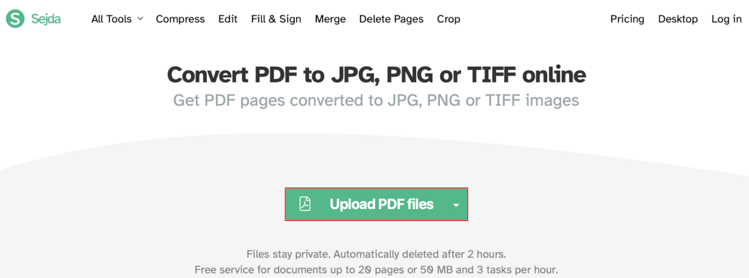 Upload PDF filesボタンを押す