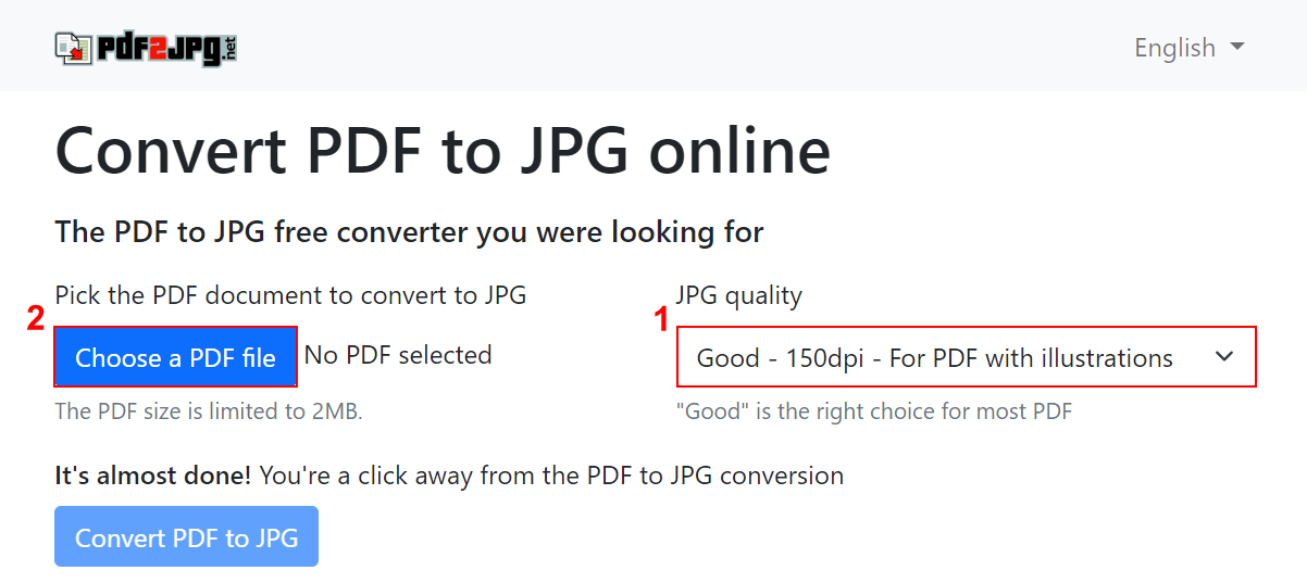 Choose a PDF fileボタンを押す