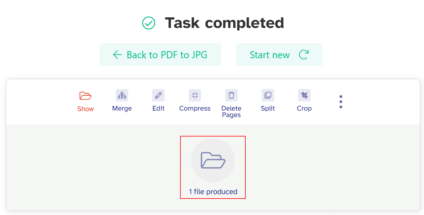 1 file producedを選択する