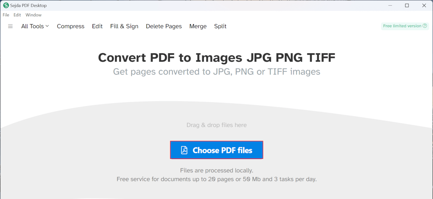 Choose PDF filesボタンを押す