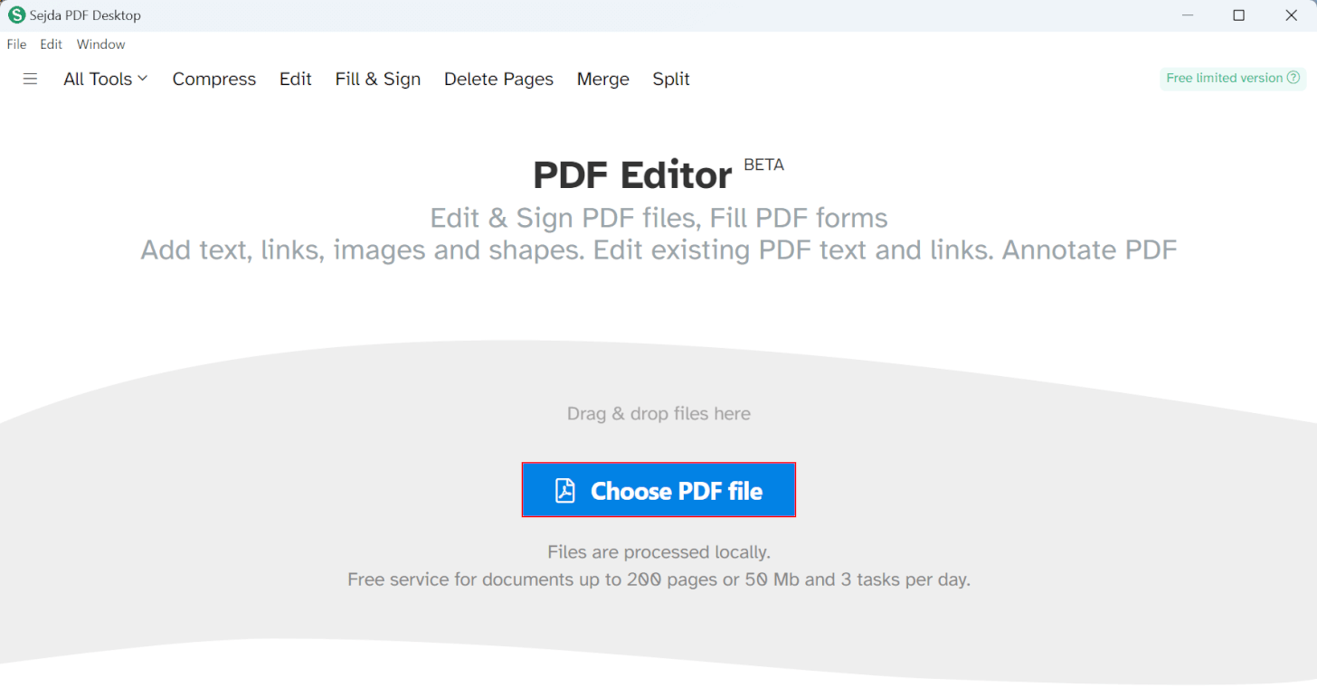 Choose PDF fileボタンを押す
