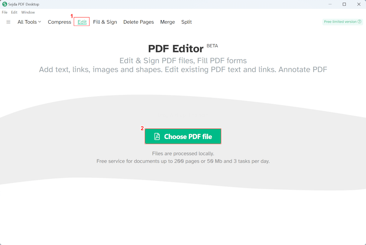 Choose PDF fileを選択する