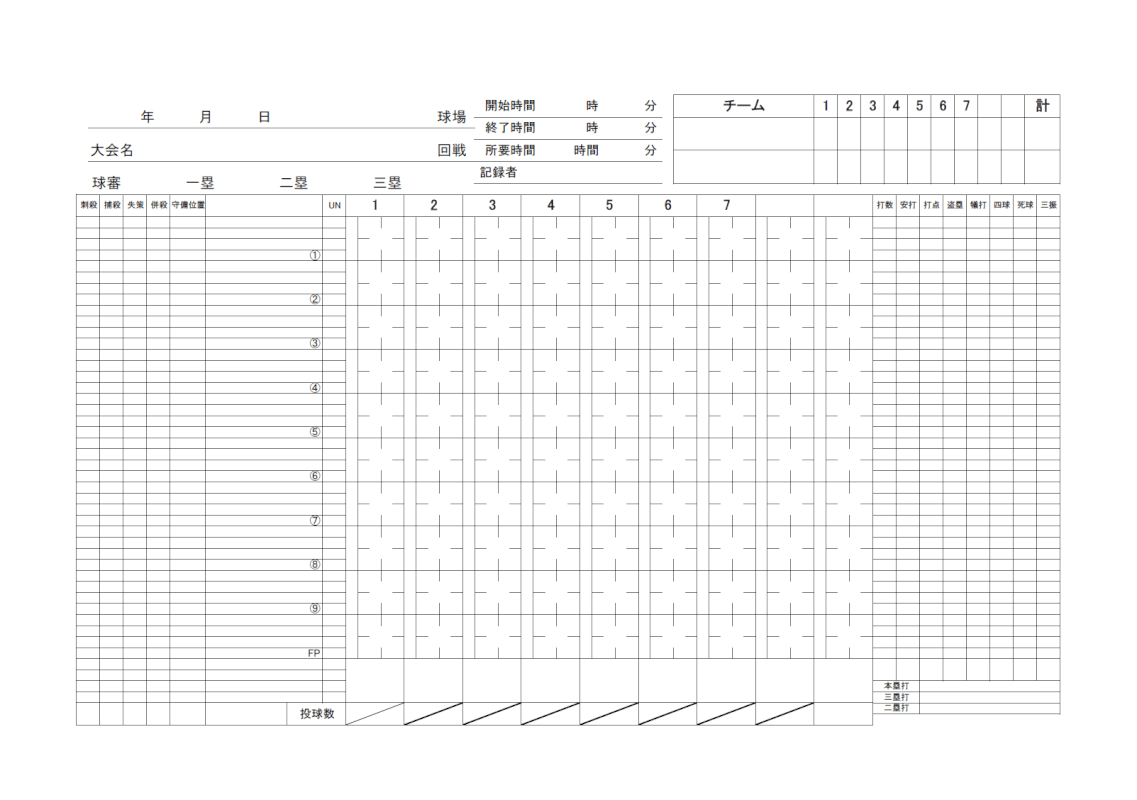 表のスコアシート