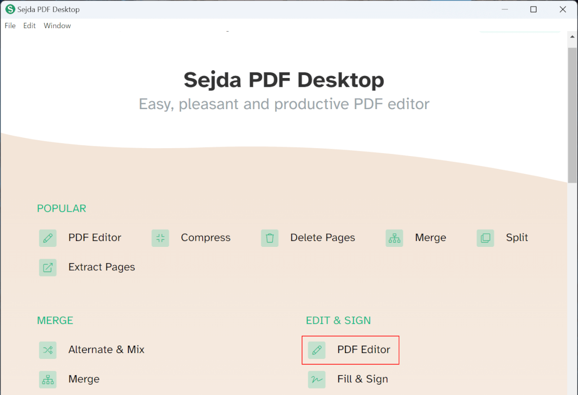 PDF Editorを選択する