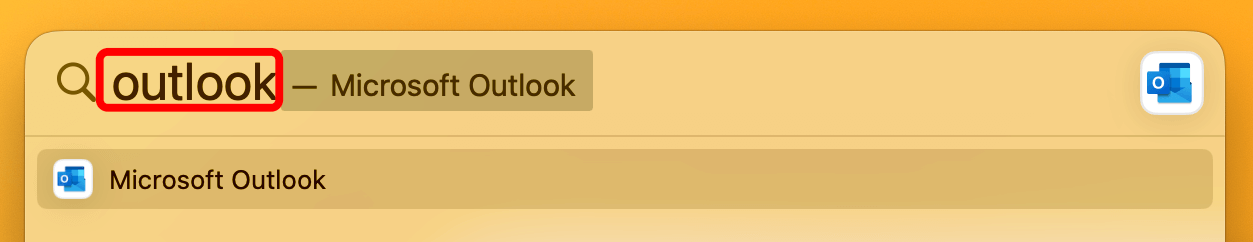 Spotlight検索でoutlookを起動する