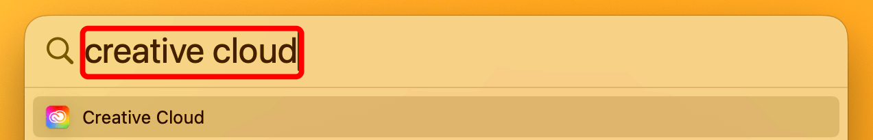 Spotlight検索でCreative Cloudを開く
