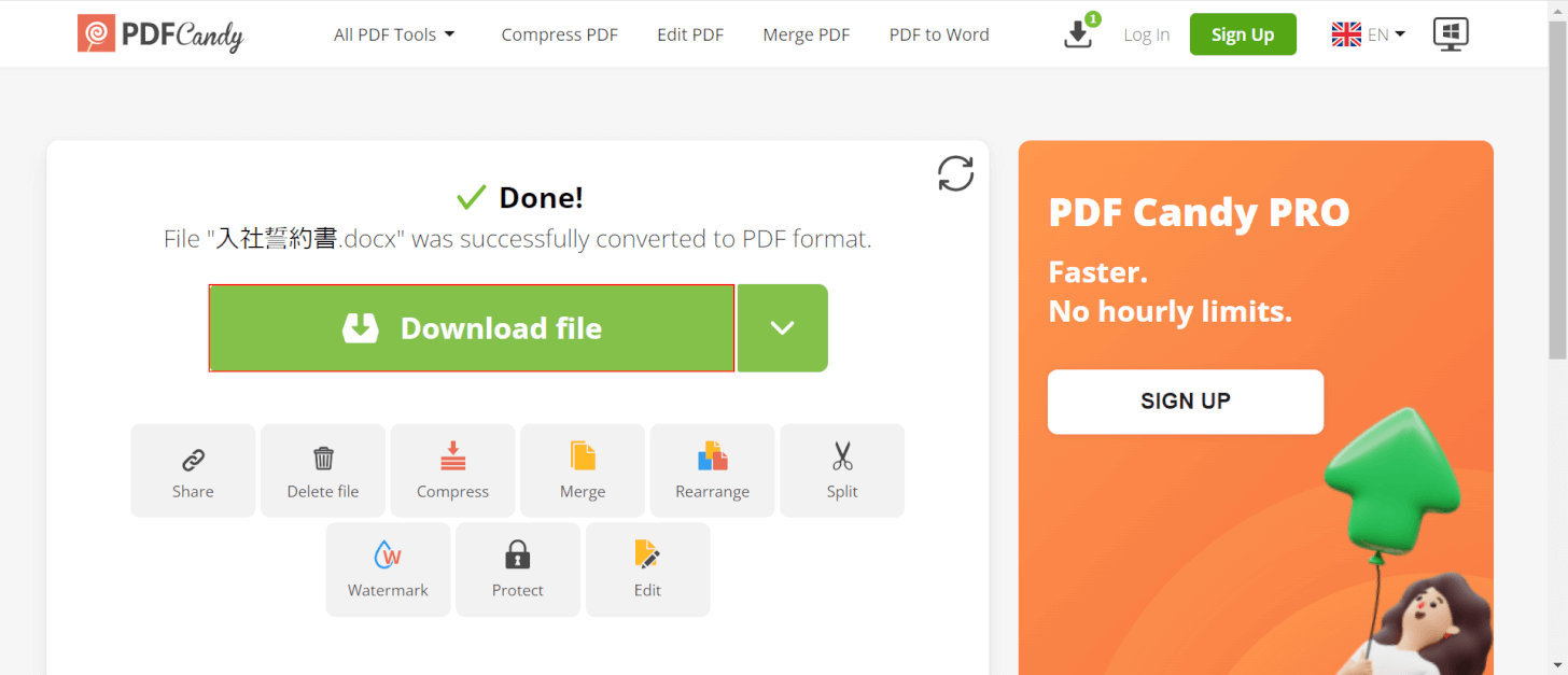 「Download file」を押す