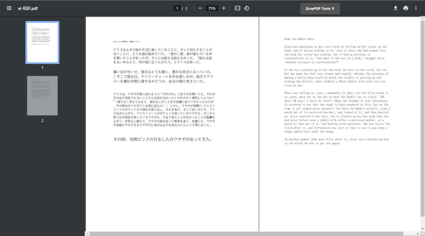 交互PDFの表示画面