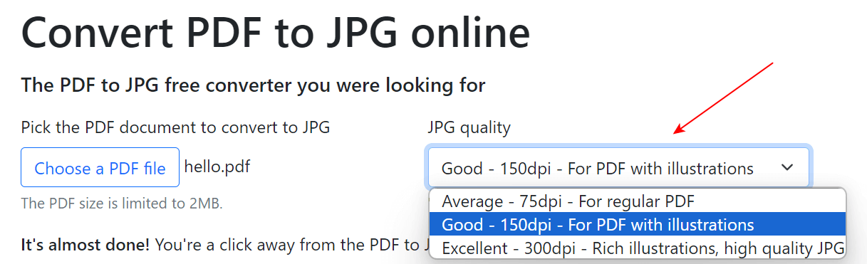 JPGの変換結果の選択