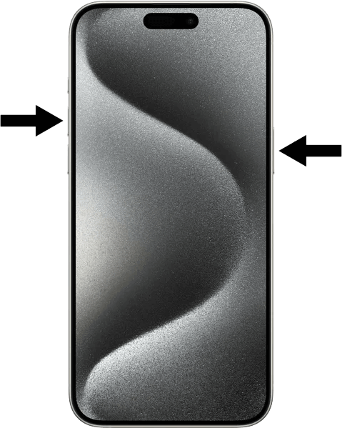 音量ボタンとサイドボタンを押す