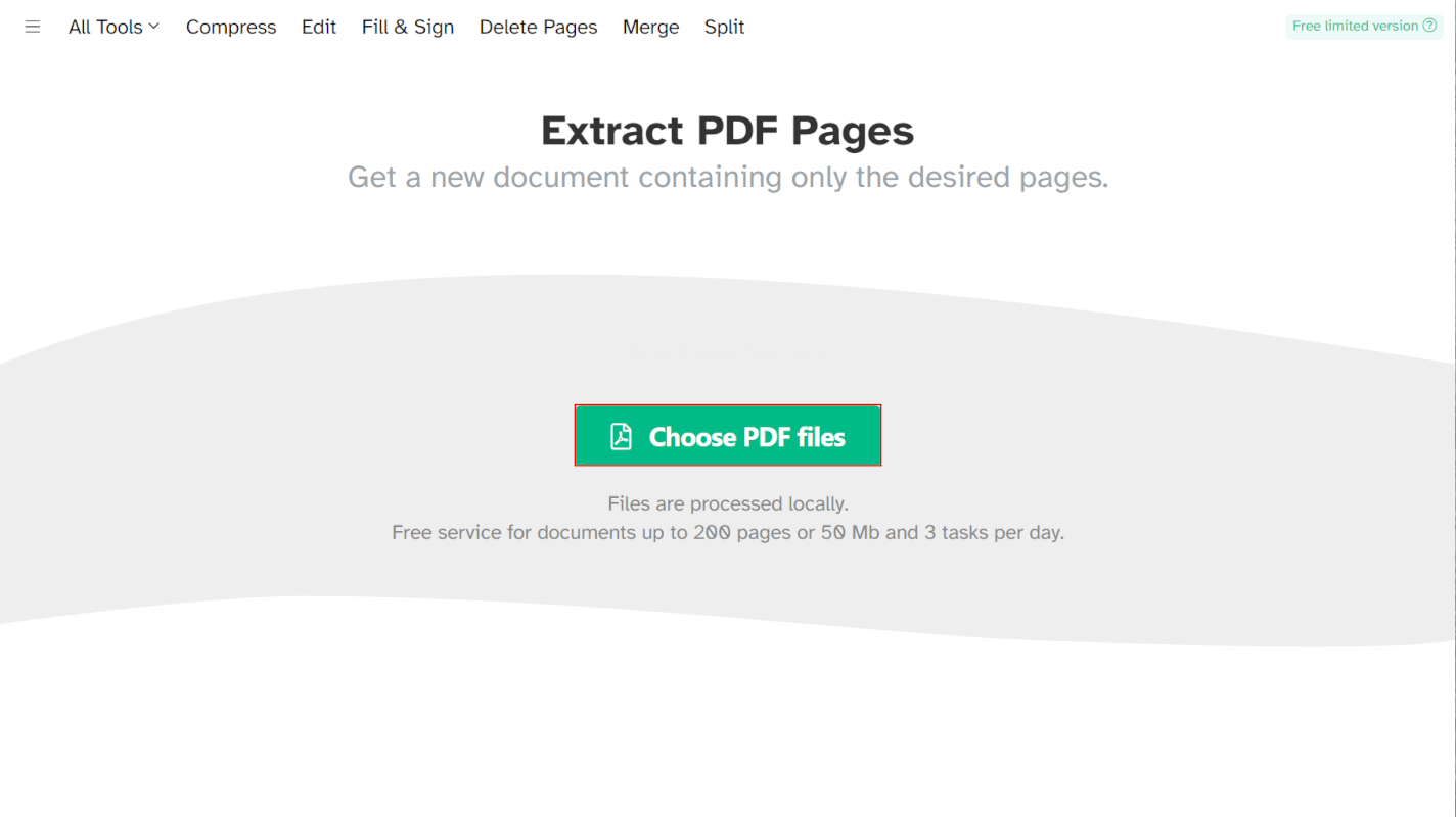 「Choose PDF files」ボタンを押す