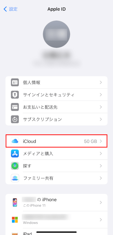 iCloudを選択する